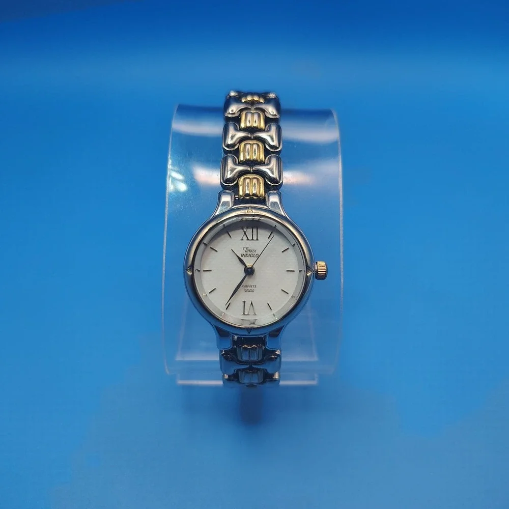 Vintage 1996 Timex Indiglo Two Tone 24mm Women's Quartz Watch‎ Fully Restored
